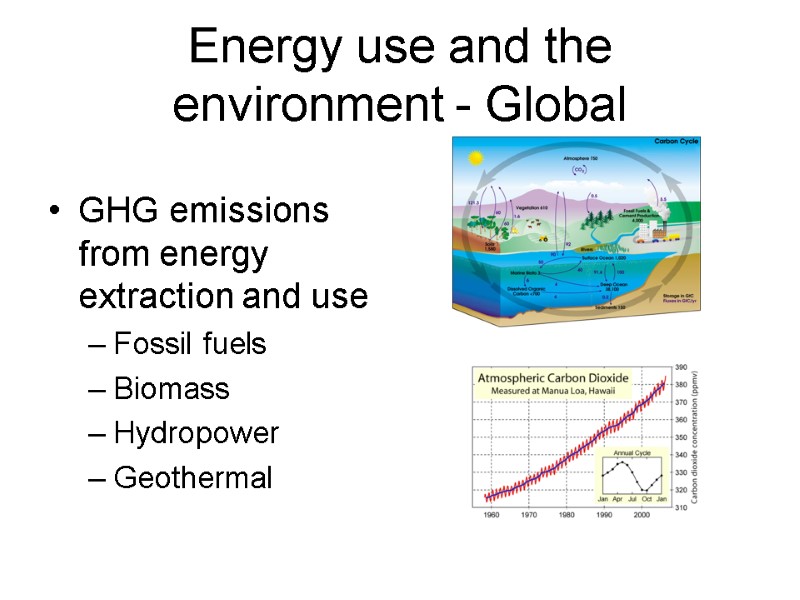 Energy use and the environment - Global GHG emissions from energy extraction and use